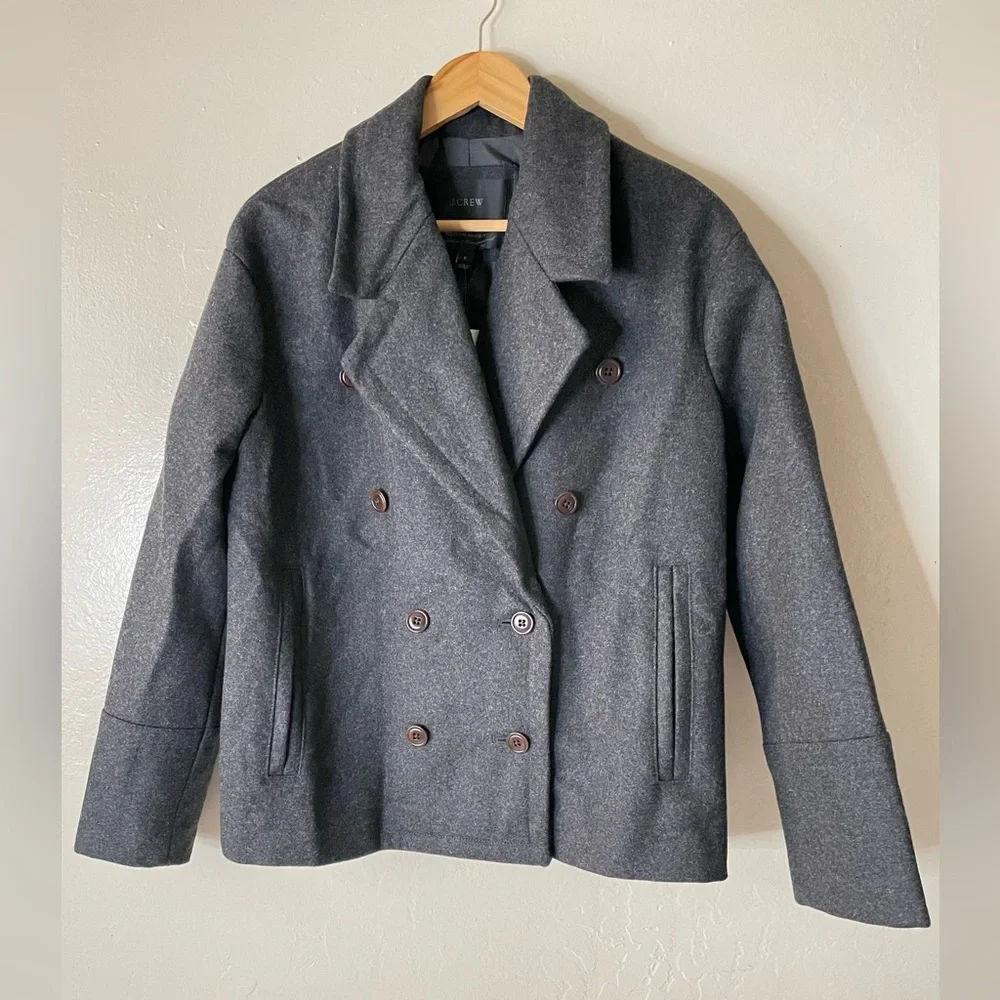 J.Crew women gray Melton Wool double Breasted Coats - Picture 2 of 16